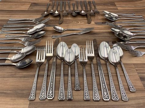 Vintage Stainless Flatware, Full Set for 8, MCM REBECCA, by 